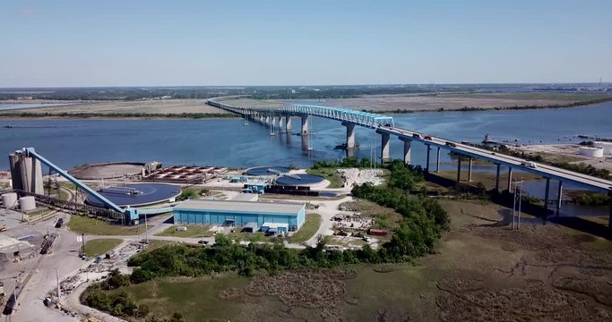 traffic on Don N. Holt Bridge over Cooper river, South Carolina, USA
