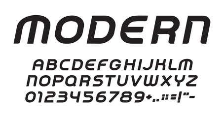 Modern letters, numbers and punctuations symbols set. Modern style alphabet. Font for events, promotions, logos, banner, monogram and poster. Vector typography design.