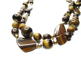 fashion beads necklace jewelry with semigem crystals tiger eye
