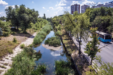 Fototapeta premium River Bic in Chisinau city also known as Kishinev, largest city of Moldova