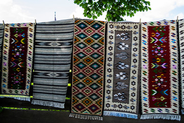 Carpet with traditional motifs from Bucovina, northeastern Romania.