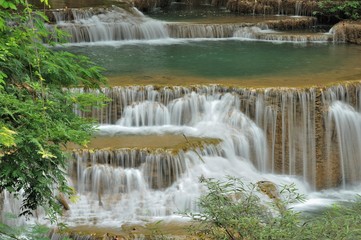 Forest Stream and Waterfall  Huay Mae Kamin National Park, Kanchanaburi, Thailand