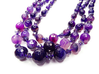 fashion beads necklace jewelry with semigem crystals amethyst