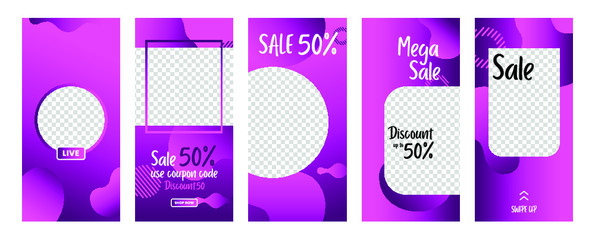 set of social media stories template