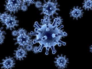 coronavirus molecule on black background