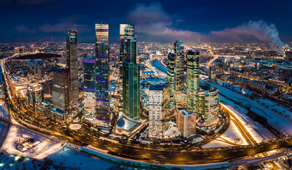 Moscow International Business Center (MIBC) also known as “Moscow City" at night