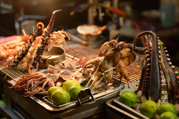 Chinese food at street night market in China town
