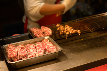 Chinese food at street night market in China town