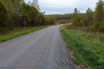 Fototapeta na wymiar curved road in the autumn forest