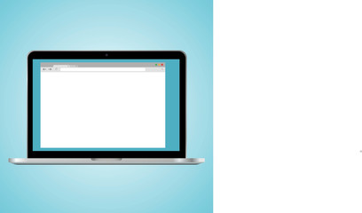 Laptop with open browser window. Vector illustration.