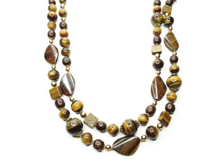 fashion beads necklace jewelry with semigem crystals tiger eye