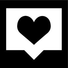 black heart business icon symbol silhouette black white sign in speech talk bubble square box