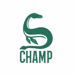 Obraz premium Champ Monster Of Champlain Lake Vector Illustration Logo