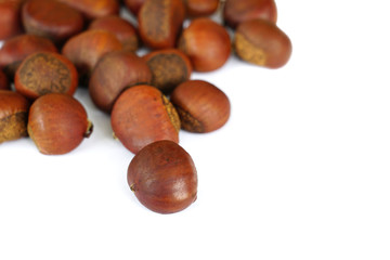 Chestnuts isolated on white background