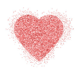 Pink glitter, white background, pink heart, love background