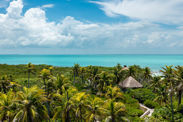 View of Contoy island in the caribbean sea (Quintana Roo, Mexico).