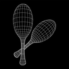 Pair of maracas. Connection structure. Vector low poly wireframe mesh illustration