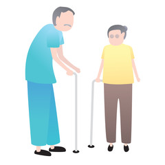 Vector elder couple isolated on white background.