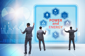 Energy mix concept with businessman