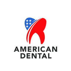 USA flag tooth dental icon