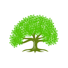 Bright green leaves of big tree vector illustration