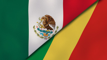 The flags of Mexico and Congo. News, reportage, business background. 3d illustration