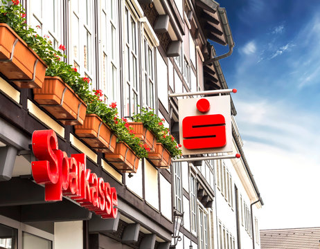 Celle, Germany: Sparkasse, a German savings bank, brand logo.