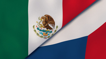 The flags of Mexico and Czech Republic. News, reportage, business background. 3d illustration