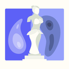 Museum black icons set with fine art objects and visitors isolated illustration