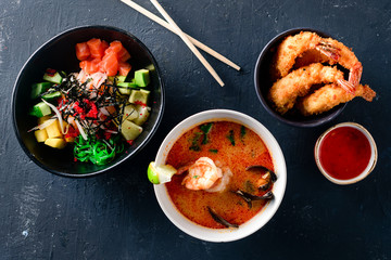 Tom Yam, Poke and Shrimp with Sauce