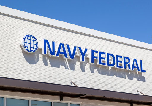 Charleston, South Carolina, USA - February 28, 2020: One Of The Navy Federal Bank Branch In Charleston, South Carolina, USA, The Largest Natural Member Credit Union In The United States. 