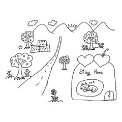 cartoon vector hand drawn on white background