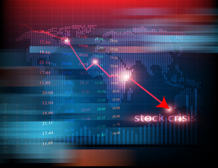 Stock market exchange analysis or forex graph business and finance money losing moving economic inflation deflation investment loss crash