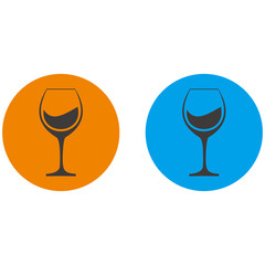 Wine glass icon on a orange and blue background