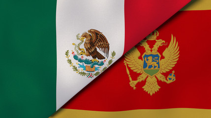 The flags of Mexico and Montenegro. News, reportage, business background. 3d illustration
