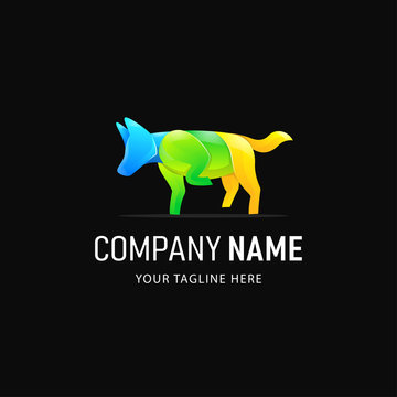 Colorful Wolf Logo Design. Gradient Style Animal logo
