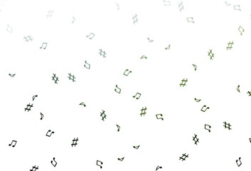 Light Green vector template with musical symbols.