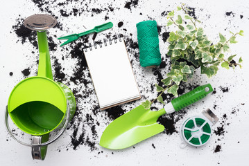Garden tips mockup. Gardening to do list. Gardening equipment list.