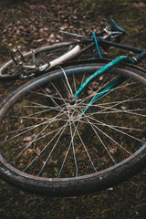 clousely old bicycle wheel