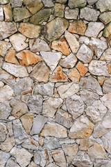 A wall made of wild raw stones.