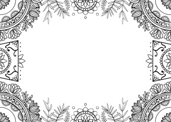 frame with floral ornament white background 