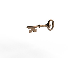3d key modeling render, old key, ancient technology, mysterious lock