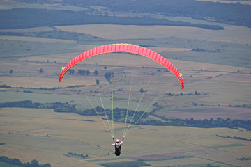 Paraglider flying from Dobrostan in Bulgaria	