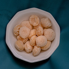 Cheese bread on blue background