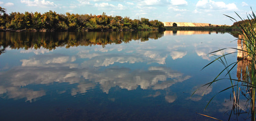 clouds reflected in the water