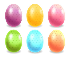 Happy Easter, realistic eggs set, colored eggs card illustration