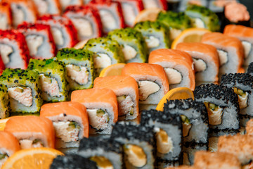 rolls, sushi at the event, stand-up meal, catering