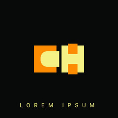 Obraz premium Modern creative shaped CH, HC, C, H logo. Initial Logo Designs Templete with Black Background. Vector Illustration