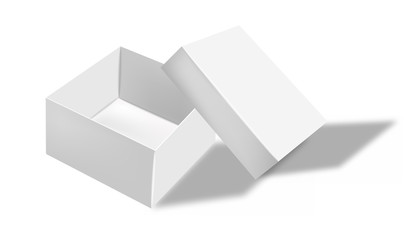 Realistic white box packaging, isolated white background