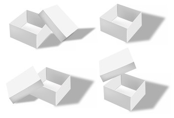 Realistic white box packaging, isolated white background